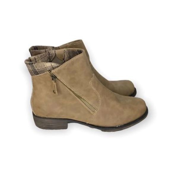 Sporto Womens Halley Ankle Boots Brown Plaid Lined Block Heels Zip  8.5 M New - Picture 3 of 11